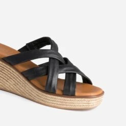 Mule Compensée Noire éco-conçue En Cuir Souple -Caprices Chaussures Boutique WWWERM 10386550012 5