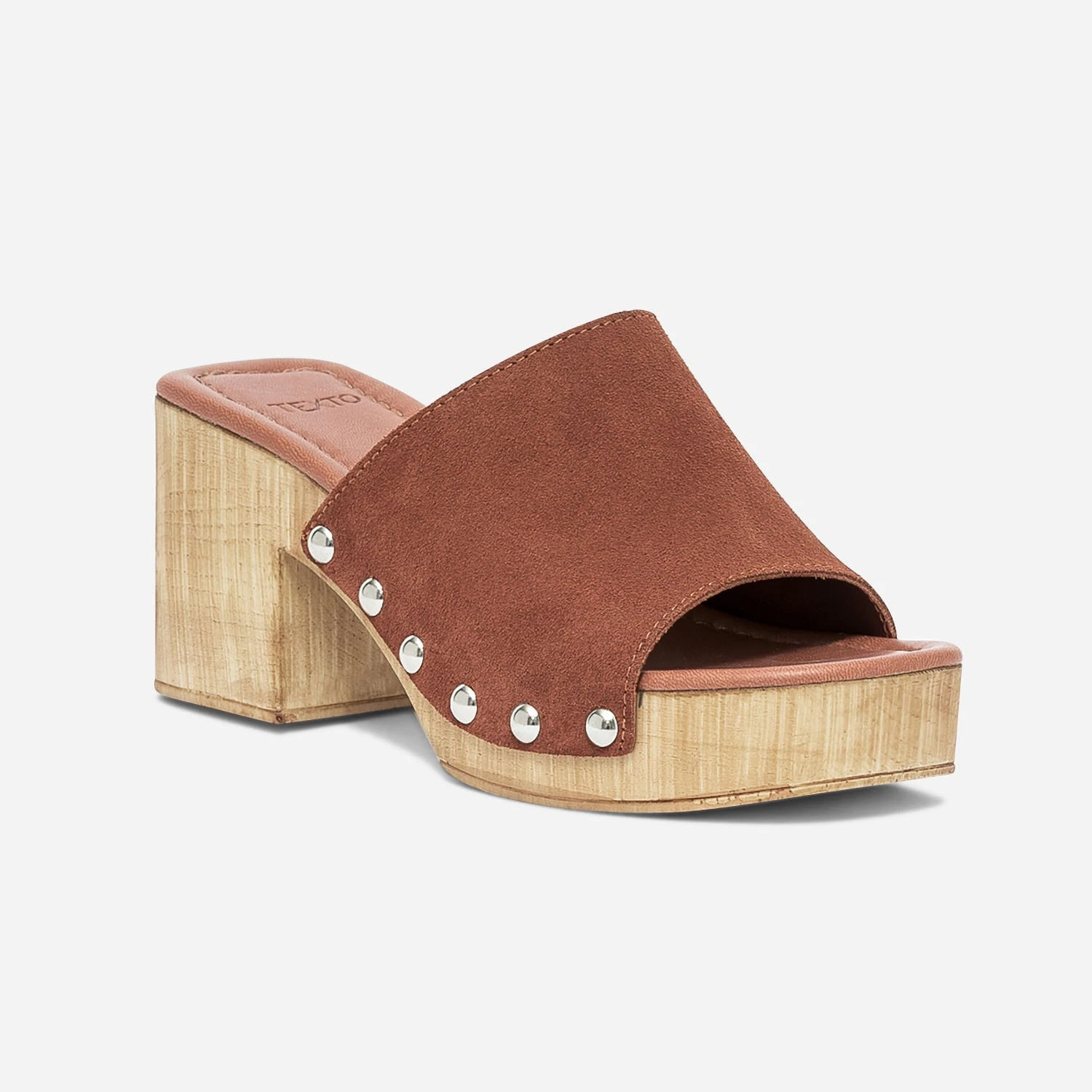 Mule à Talon TEXTO Rouille En Cuir Velours 5 Mule à Talon TEXTO Rouille En Cuir Velours – Image 3