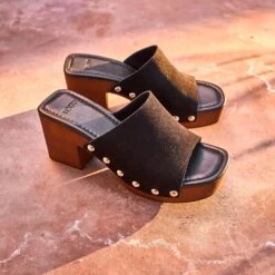 Mule à Talon TEXTO Noire En Cuir Velours -Caprices Chaussures Boutique WWWERM 10386550167 8