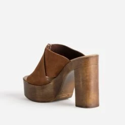 Mule à Plateforme TEXTO Cognac En Cuir Velours -Caprices Chaussures Boutique WWWERM 10386550168 3