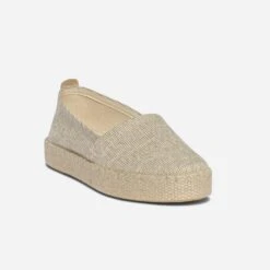 Espadrille Beige Pailleté Or En Toile -Caprices Chaussures Boutique WWWERM 10388500071 1