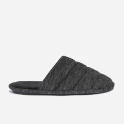 Chausson-mule Gris Effet Matelassé