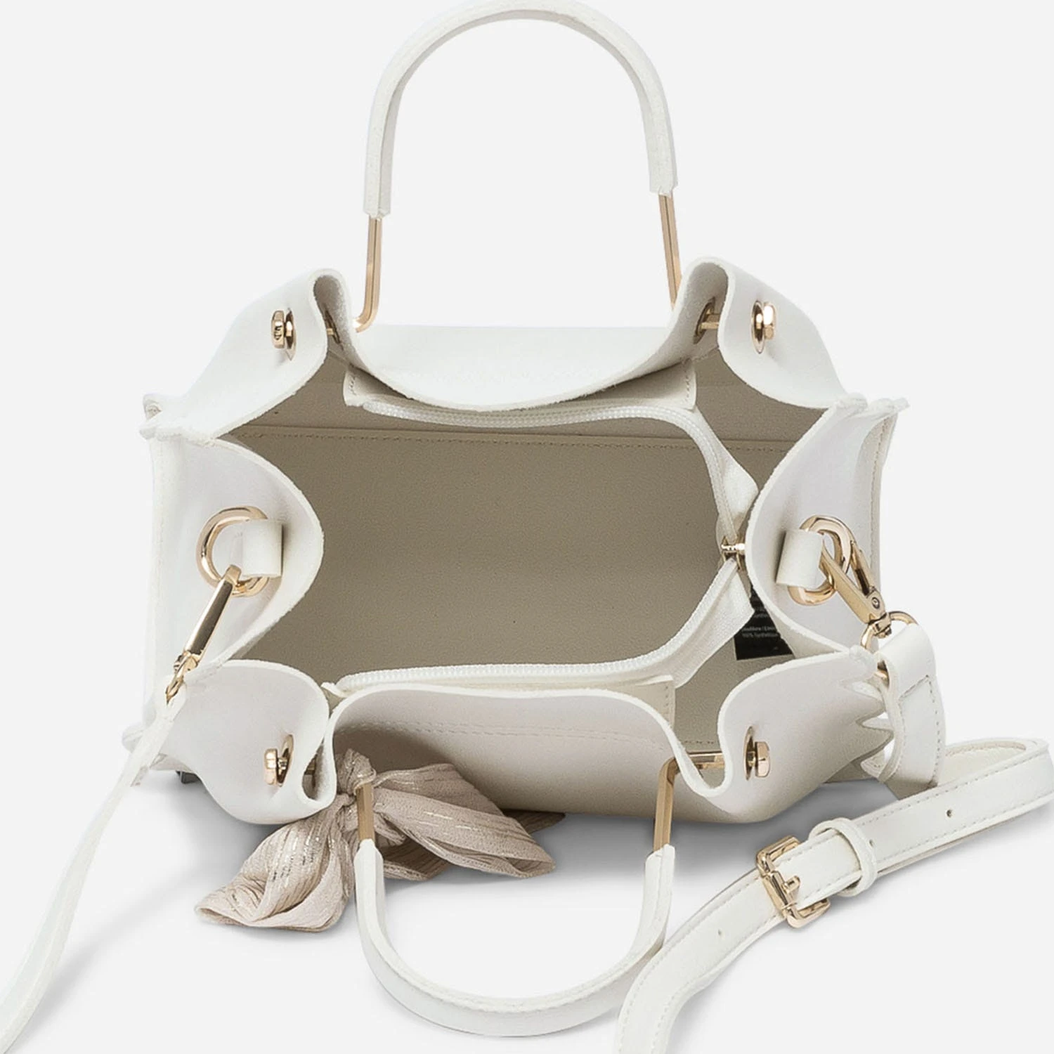 Sac à Main Blanc à Ruban Or 7 Sac à Main Blanc à Ruban Or – Image 5