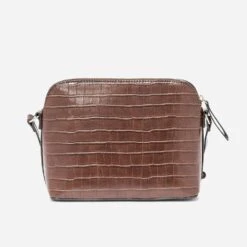 Sac Bandoulière Marron Embossé Effet Croco