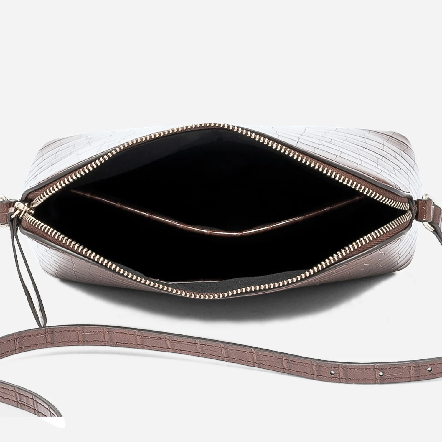 Sac Bandoulière Marron Embossé Effet Croco 7 Sac Bandoulière Marron Embossé Effet Croco – Image 5