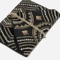 Sac Pochette TEXTO Noire Textile Brodé -Caprices Chaussures Boutique WWWERM 10693800066 3