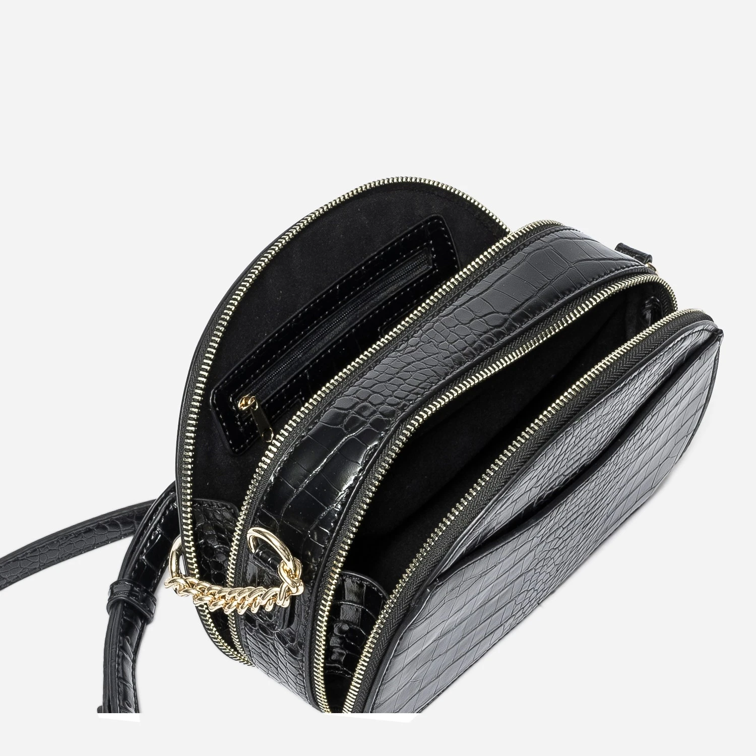 Sac Bandoulière Noir Effet Croco 6 Sac Bandoulière Noir Effet Croco – Image 4