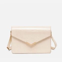 Sac Bandoulière écru Verni Format Enveloppe