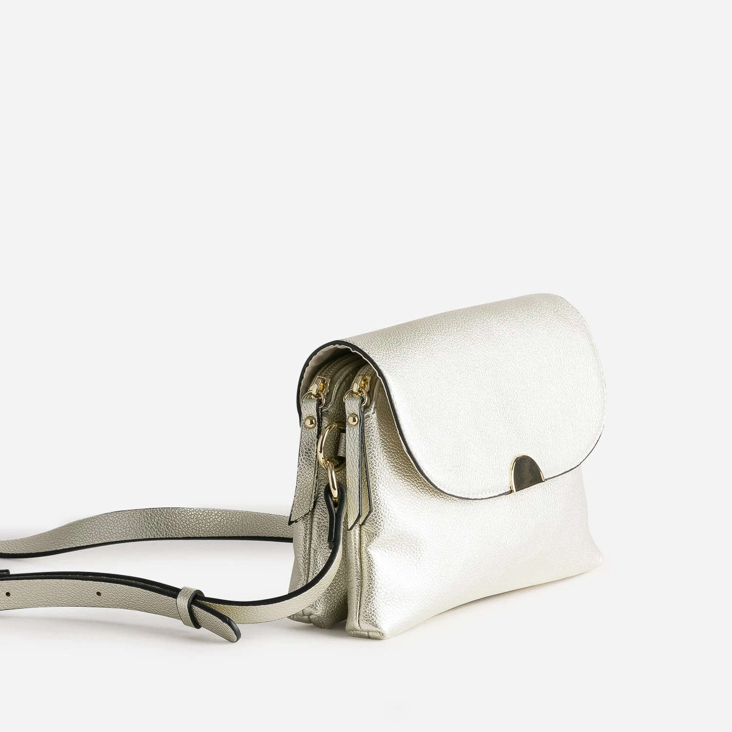 Sac Bandoulière Doré à Double Compartiment 5 Sac Bandoulière Doré à Double Compartiment – Image 3