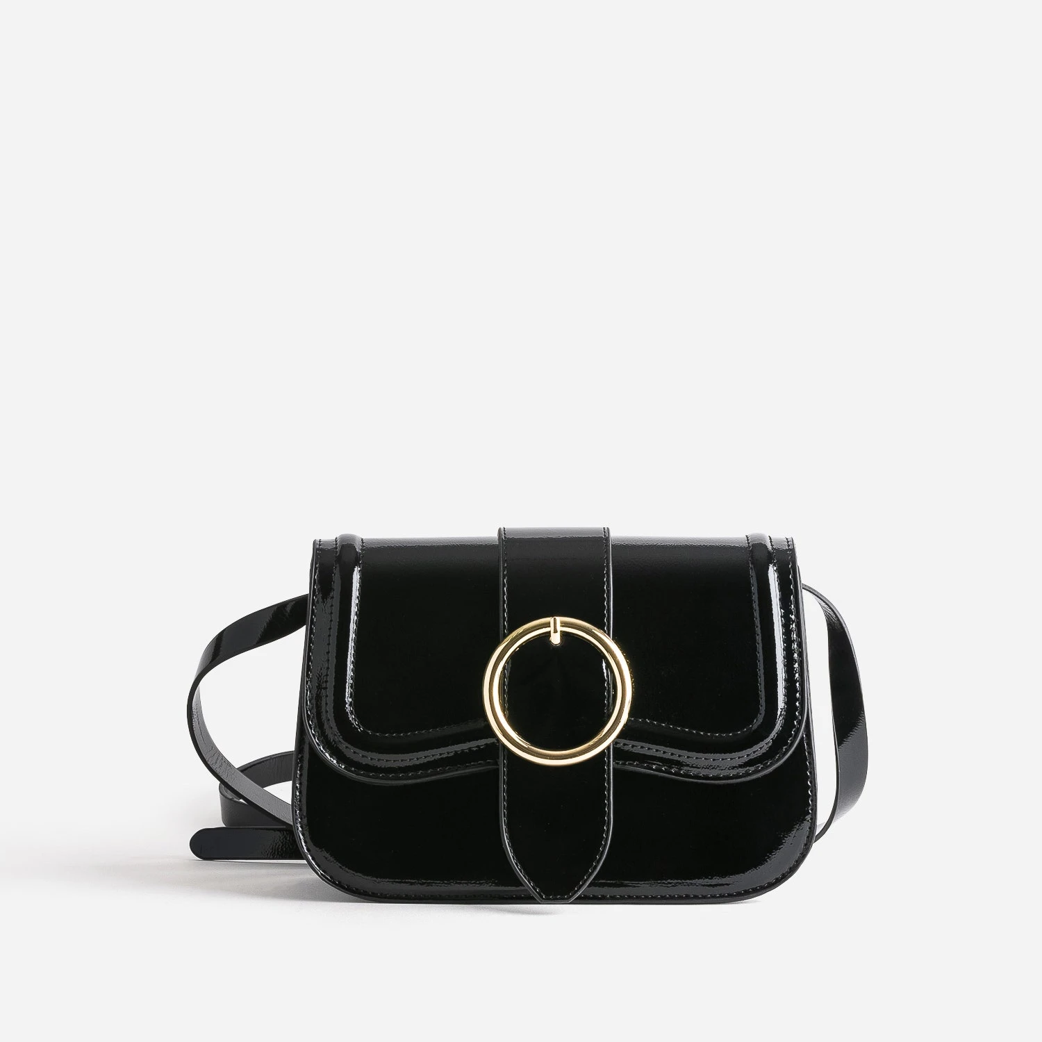 Sac à Main Noir Verni Maxi Boucle Ronde 3 Sac à Main Noir Verni Maxi Boucle Ronde