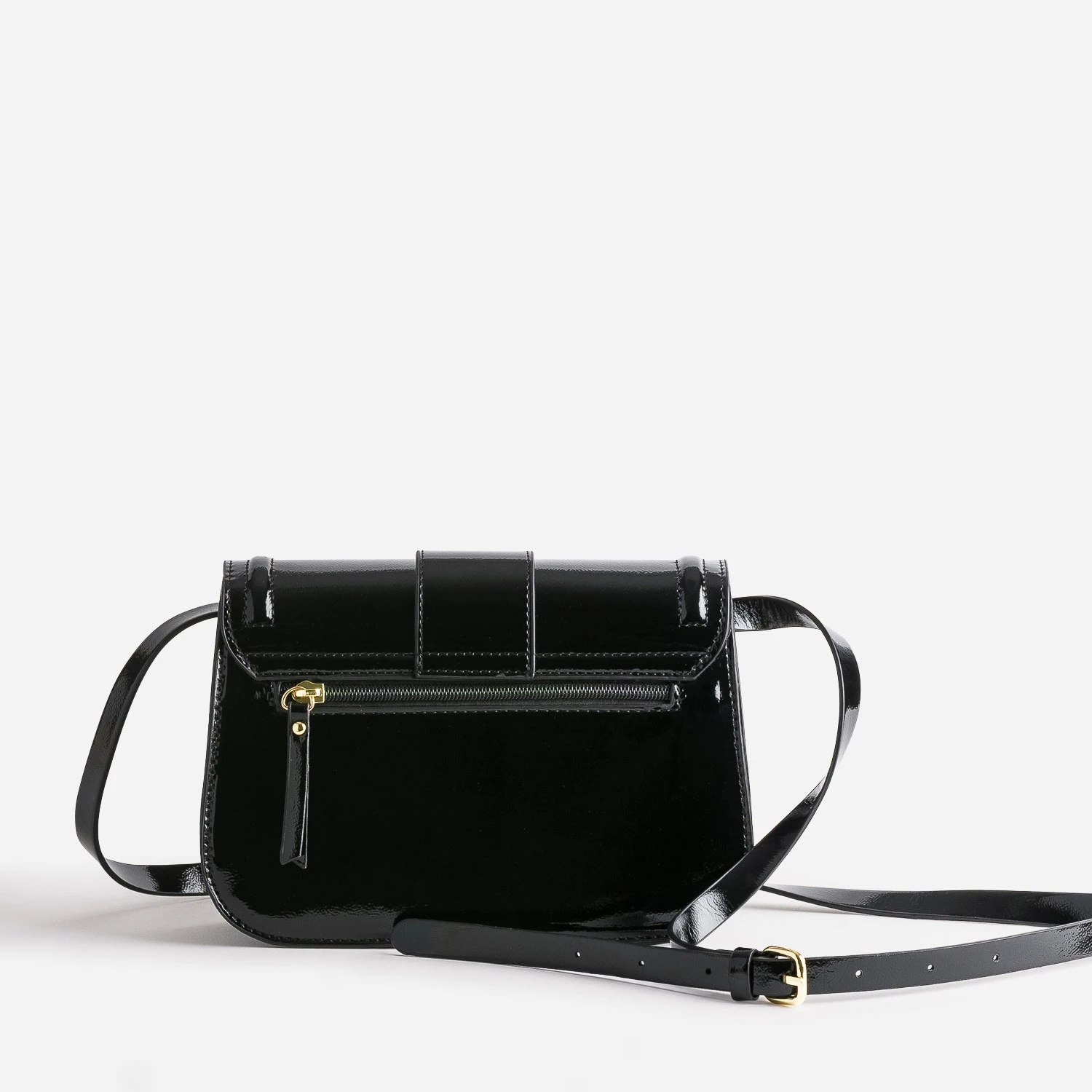 Sac à Main Noir Verni Maxi Boucle Ronde 4 Sac à Main Noir Verni Maxi Boucle Ronde – Image 2