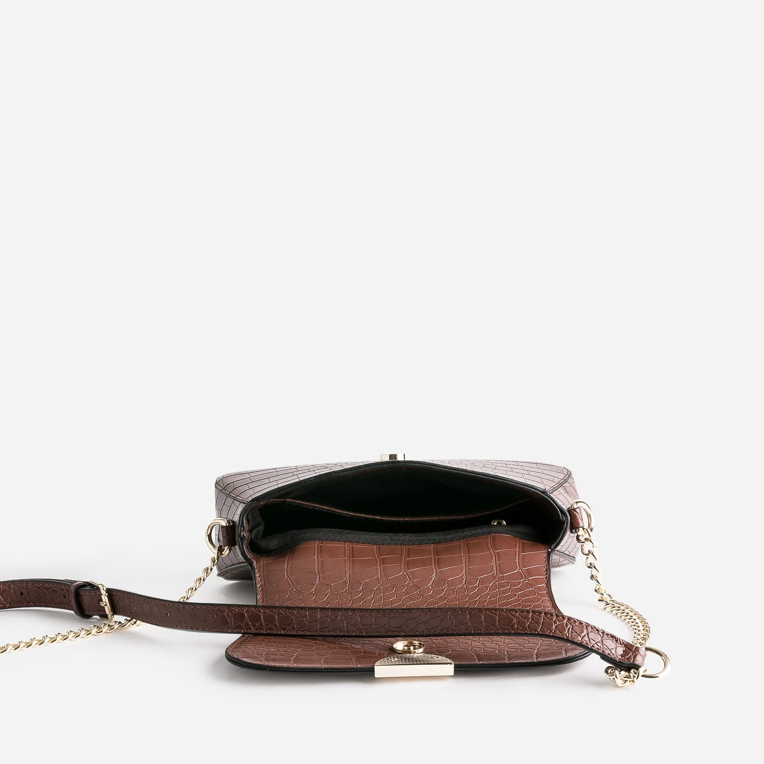 Sac Bandoulière Cognac Embossé Effet Croco 7 Sac Bandoulière Cognac Embossé Effet Croco – Image 5