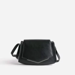 Sac Bandoulière Noir Avec Barrette Métal