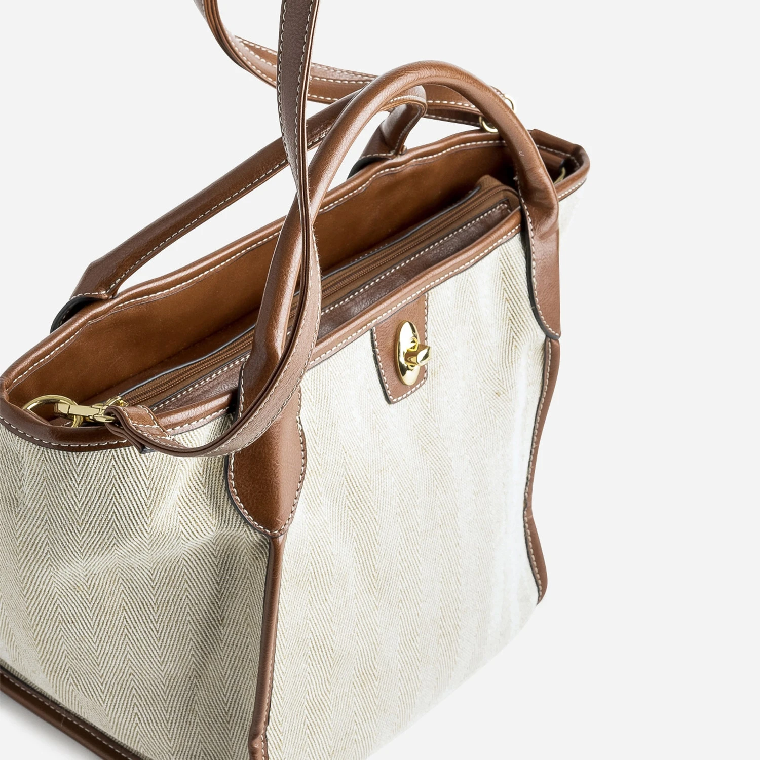 Sac à Main Beige Esprit Chevrons 6 Sac à Main Beige Esprit Chevrons – Image 4