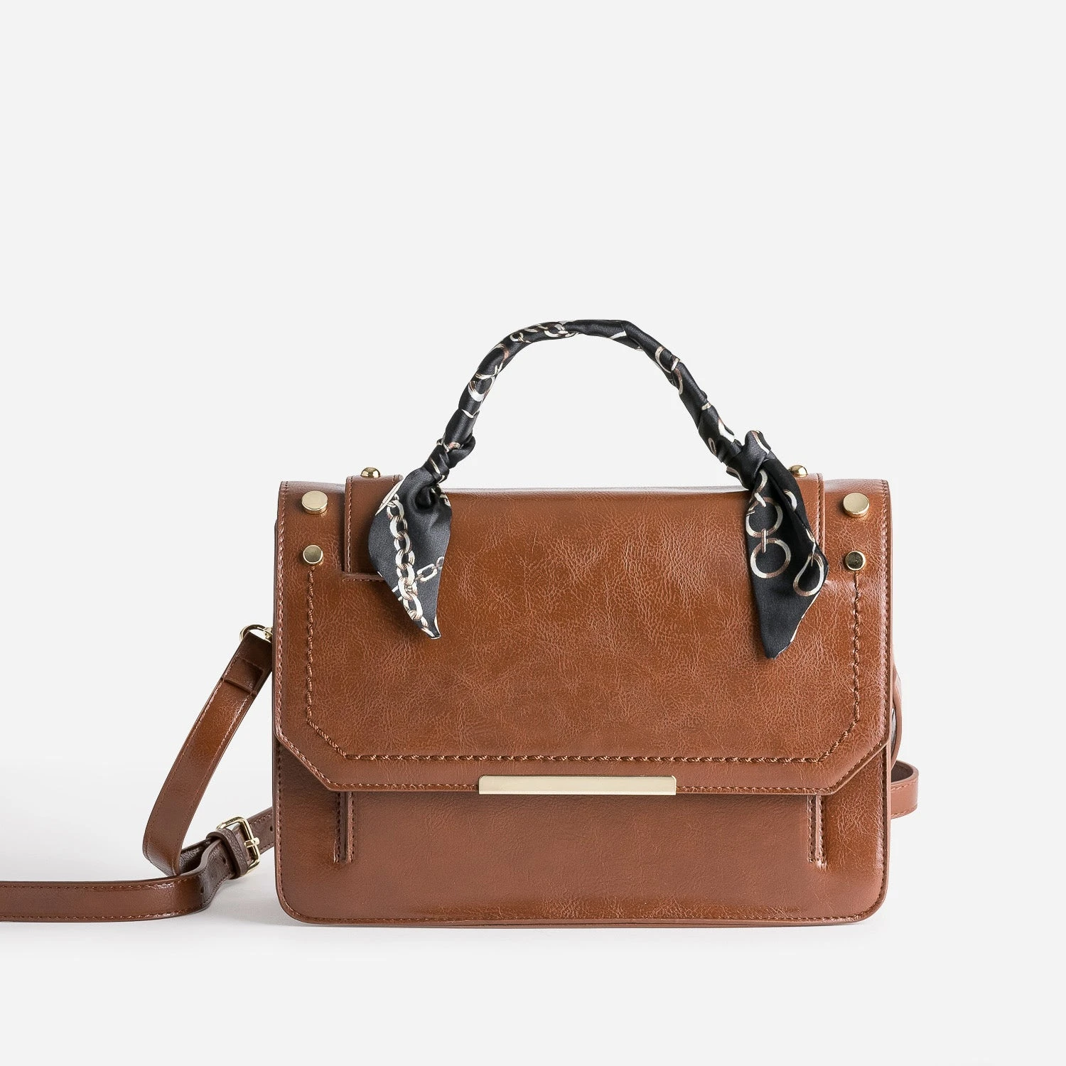 Sac à Main Cognac Avec Anse Foulard Motif 3 Sac à Main Cognac Avec Anse Foulard Motif