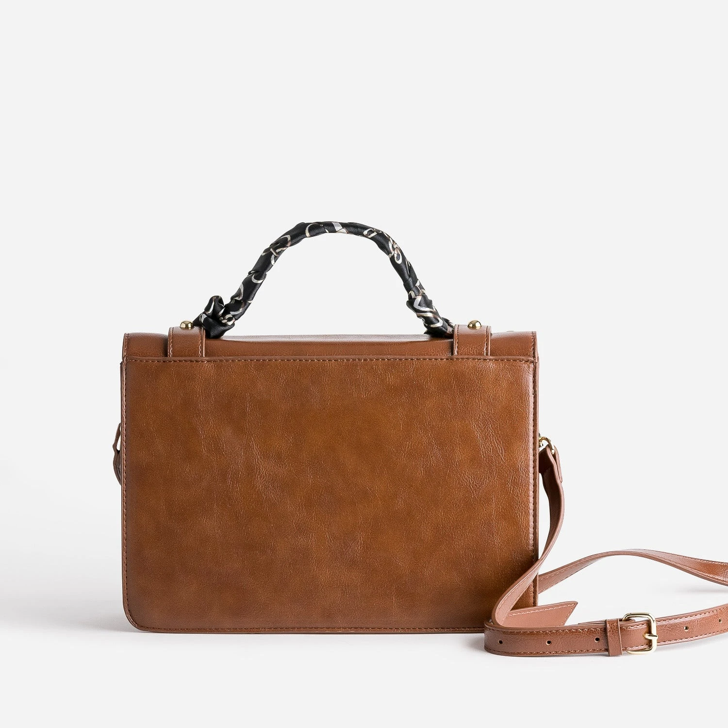 Sac à Main Cognac Avec Anse Foulard Motif 4 Sac à Main Cognac Avec Anse Foulard Motif – Image 2