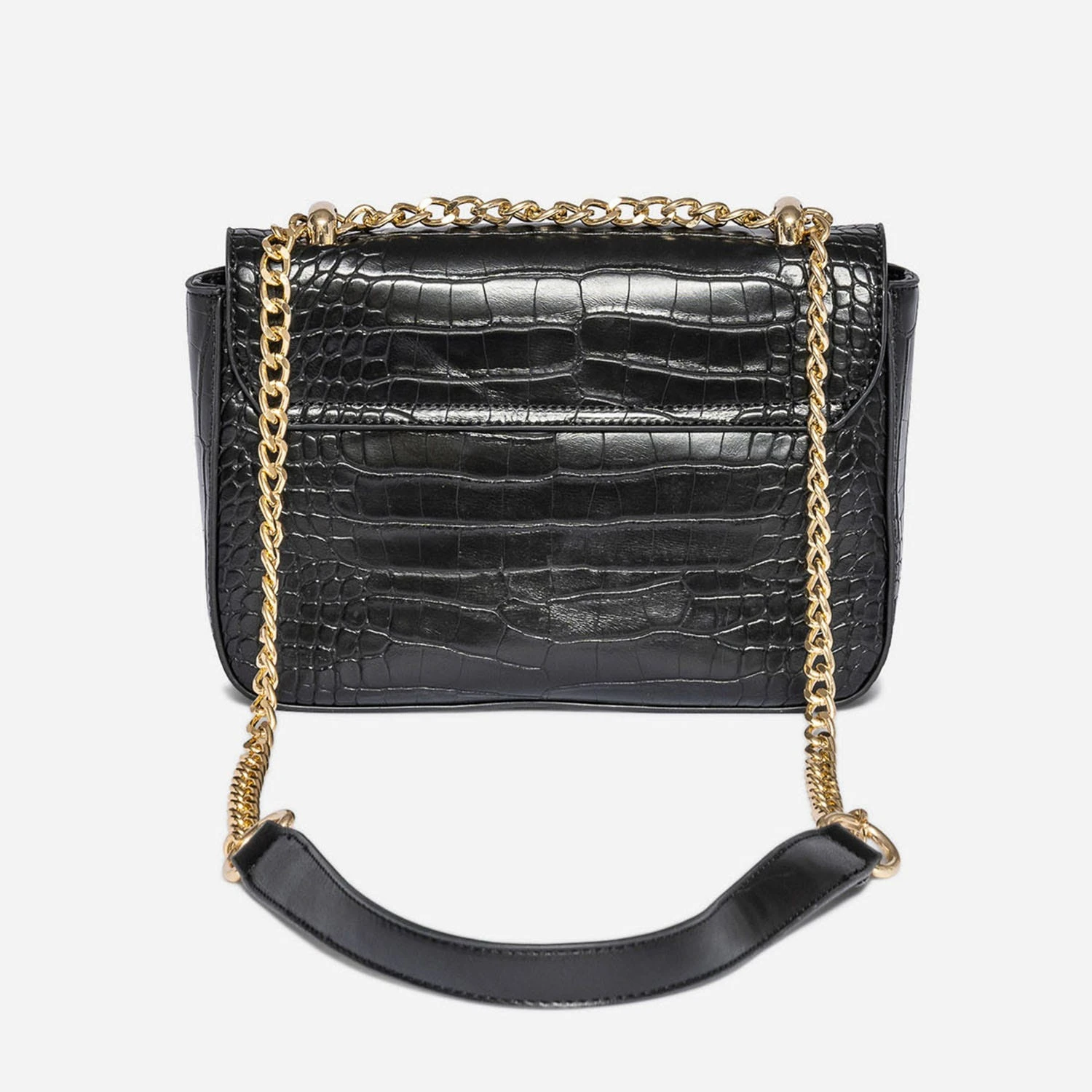 Sac à Main Noir Effet Croco 4 Sac à Main Noir Effet Croco – Image 2