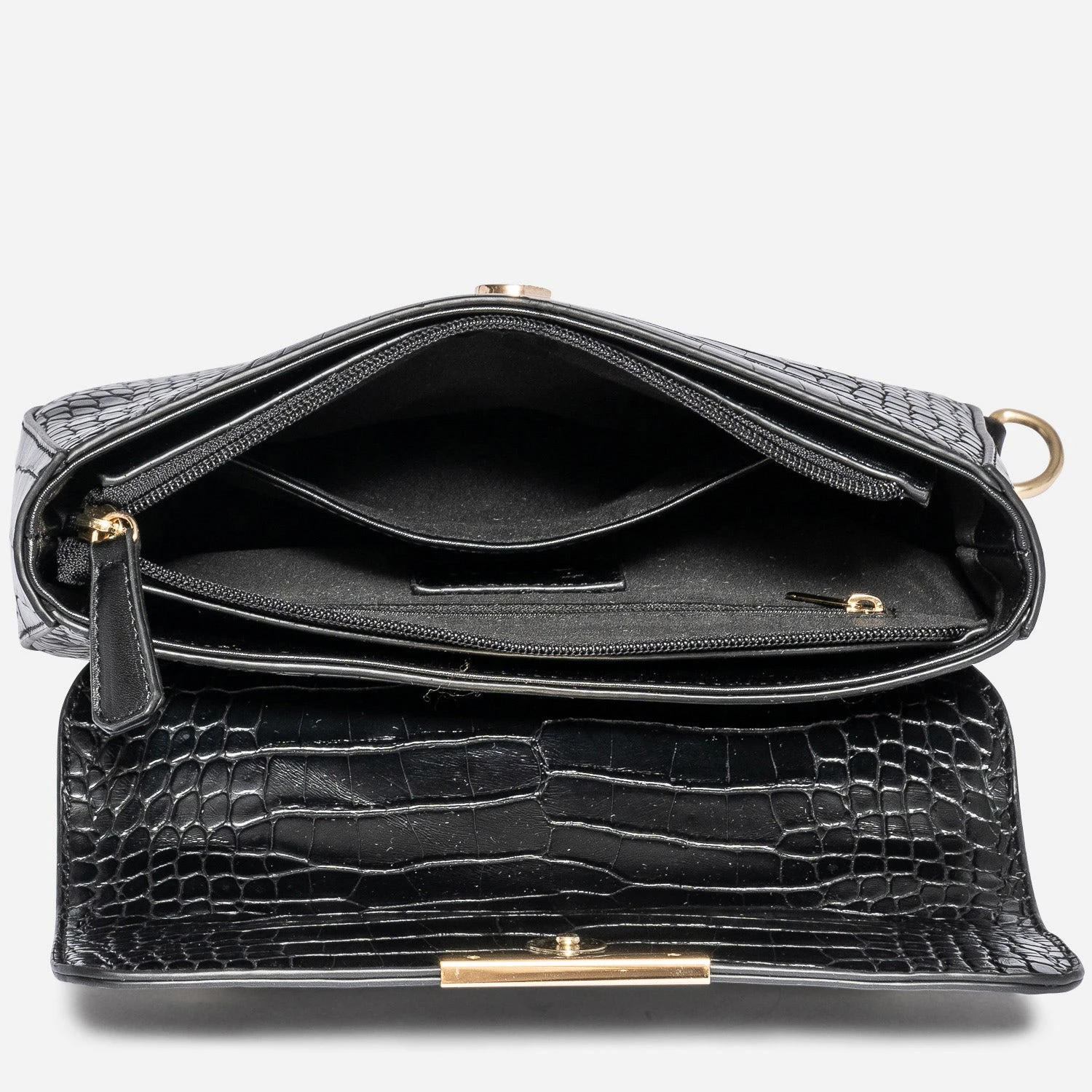 Sac à Main Noir Effet Croco 7 Sac à Main Noir Effet Croco – Image 5