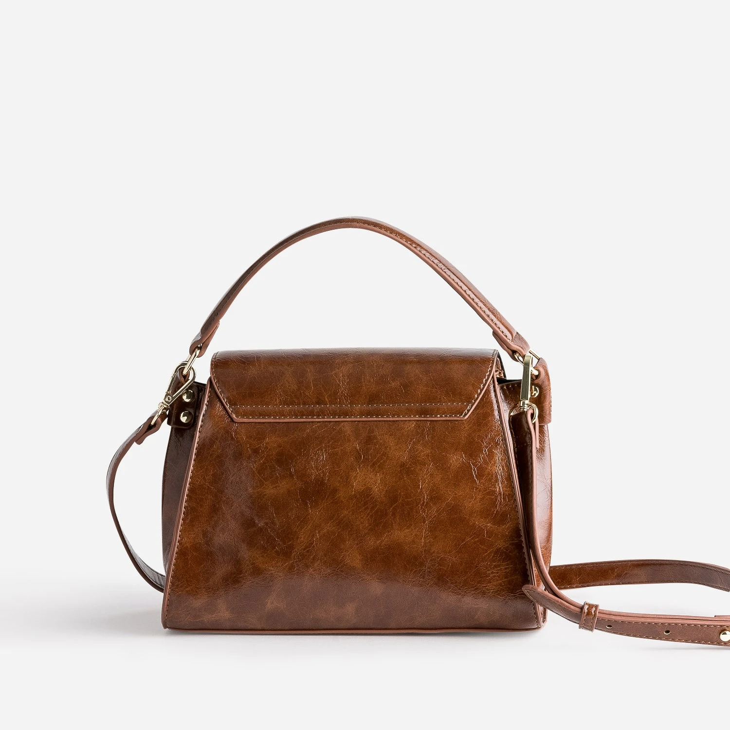 Sac à Main Cognac Patiné Forme Trapèze 4 Sac à Main Cognac Patiné Forme Trapèze – Image 2