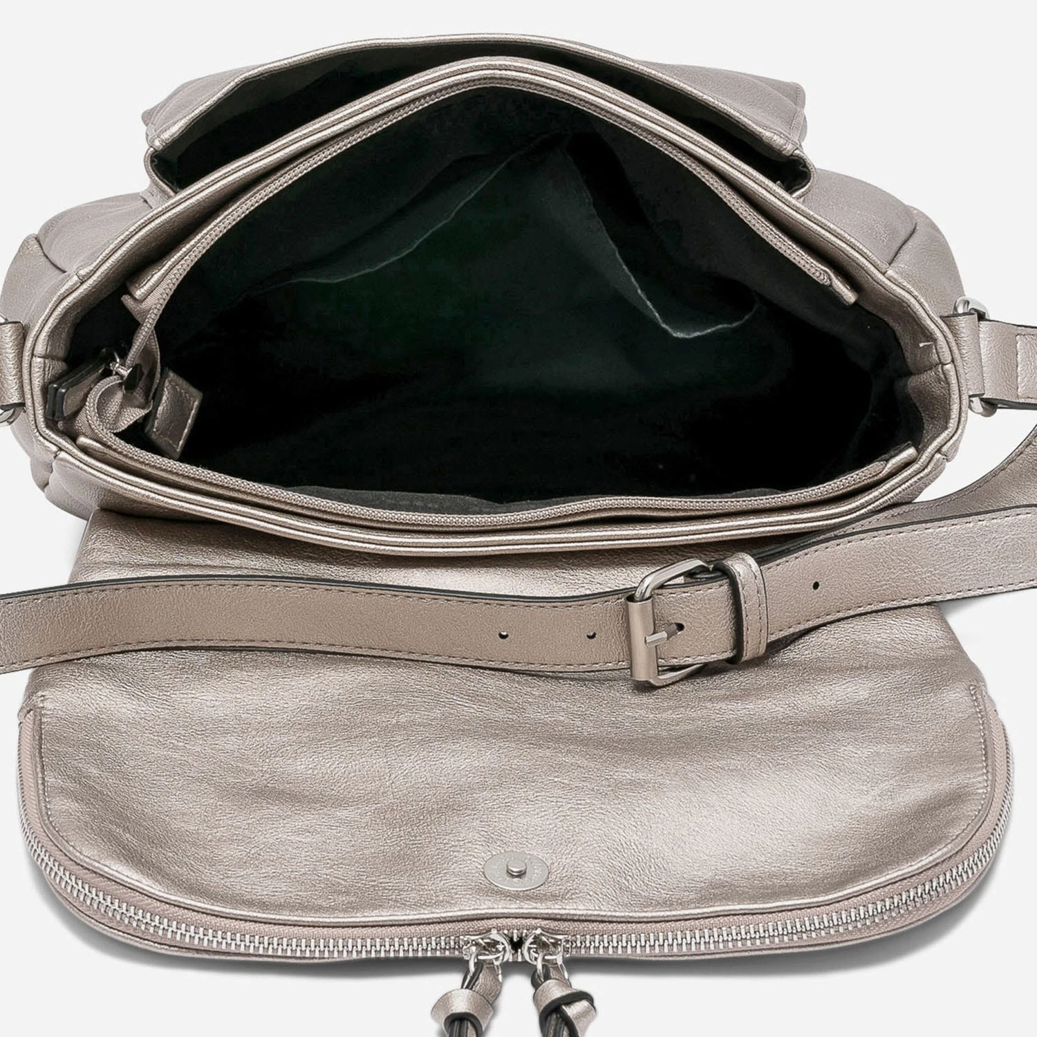 Sac Besace Taupe Nacré Avec Rabat Zippé 8 Sac Besace Taupe Nacré Avec Rabat Zippé – Image 6