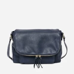 Sac Besace Marine Avec Rabat Zippé