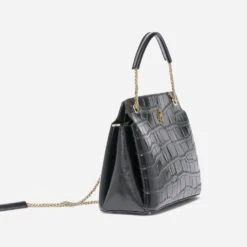 Sac à Main Noir Embossé Effet Croco -Caprices Chaussures Boutique WWWERM 10693841024 2