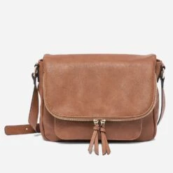 Sac Besace Camel Avec Rabat Zippé