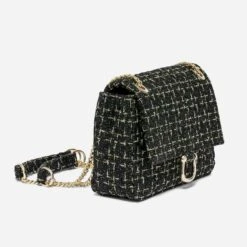 Sac à Main Noir Et Or à Carreaux Façon Tweed -Caprices Chaussures Boutique WWWERM 10693842039 2