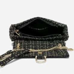 Sac à Main Noir Et Or à Carreaux Façon Tweed -Caprices Chaussures Boutique WWWERM 10693842039 4