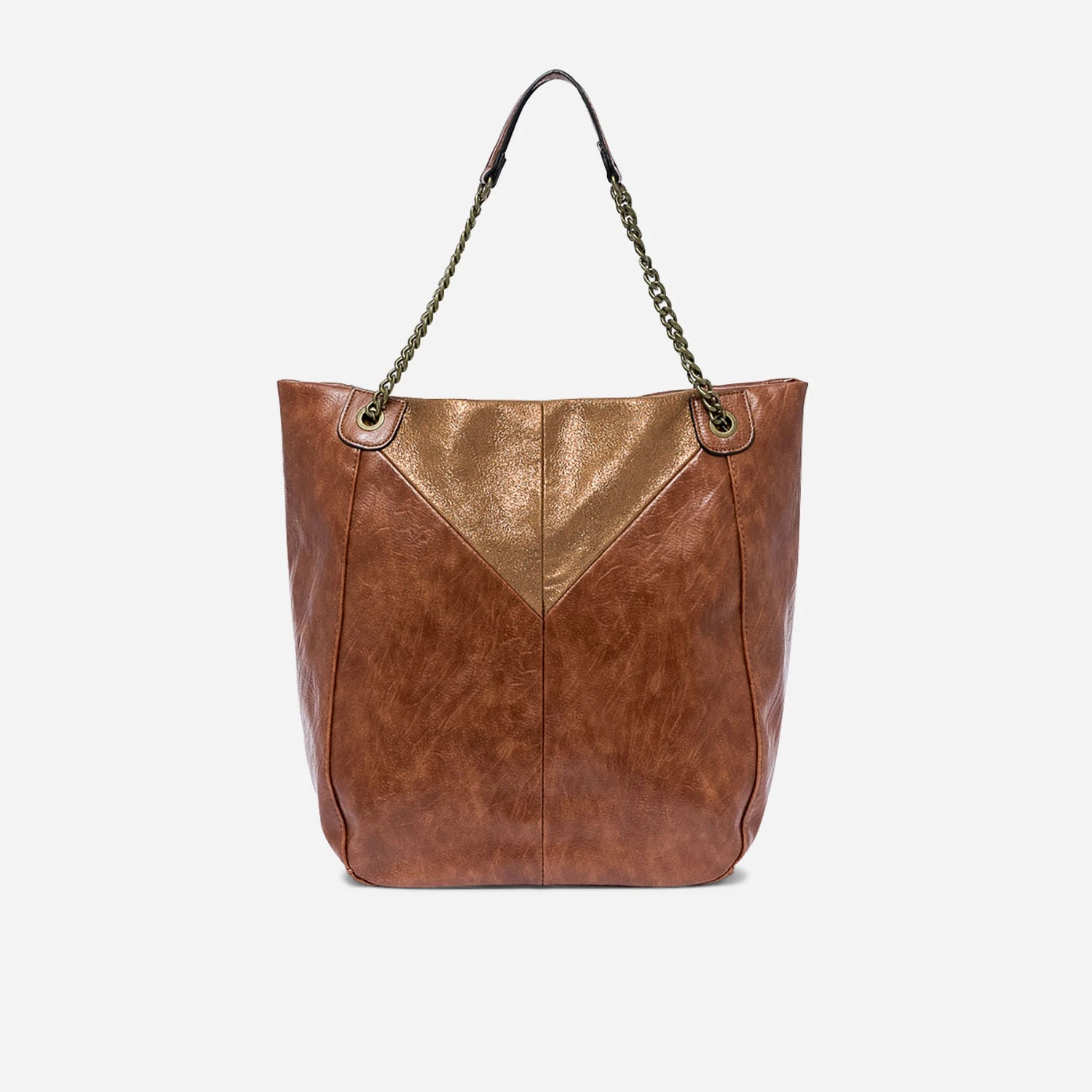 Sac Cabas TEXTO Cognac Avec Empiècement Pailleté 3 Sac Cabas TEXTO Cognac Avec Empiècement Pailleté