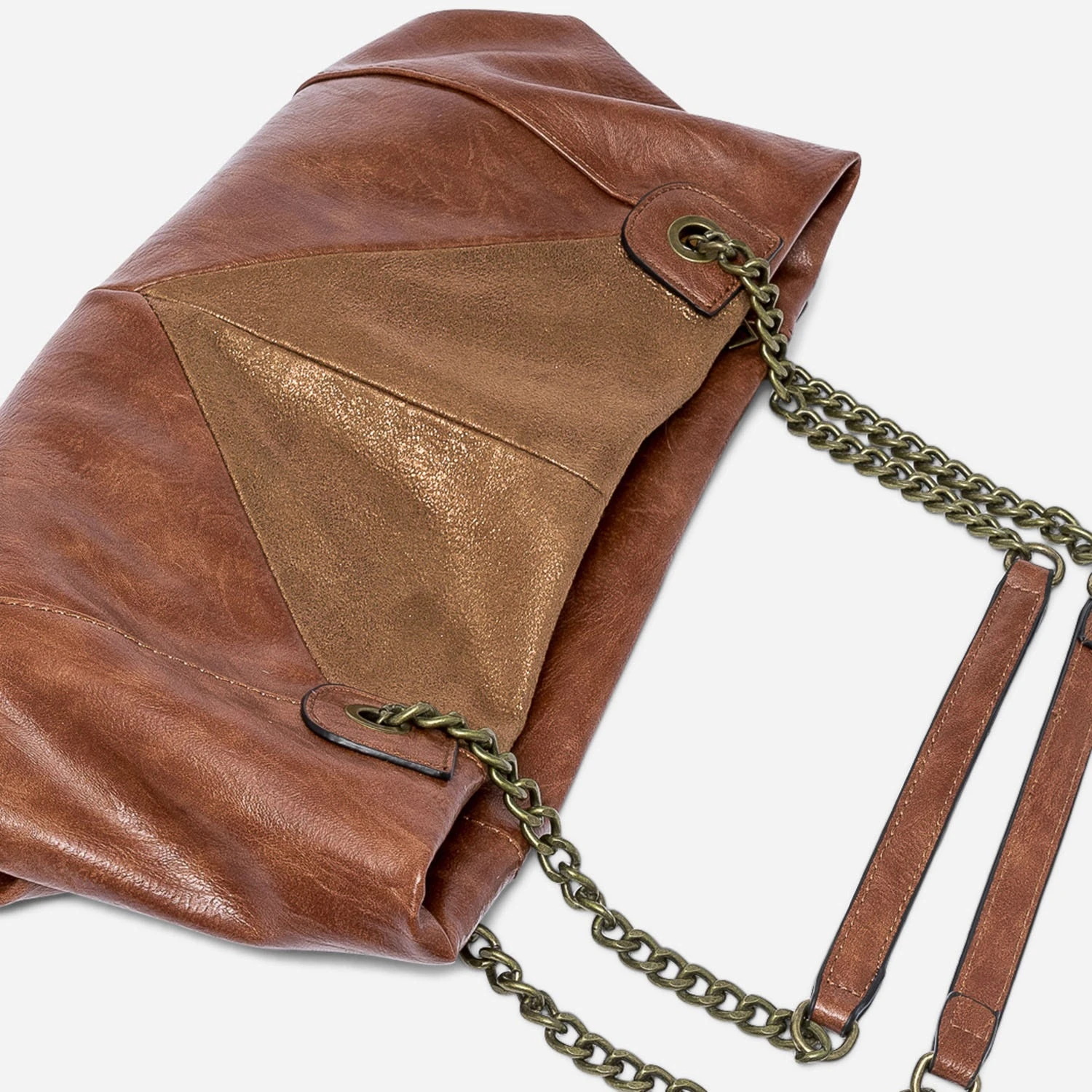 Sac Cabas TEXTO Cognac Avec Empiècement Pailleté 6 Sac Cabas TEXTO Cognac Avec Empiècement Pailleté – Image 4