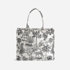 Sac Cabas Noir Jacquard Motif Jungle -Caprices Chaussures Boutique WWWERM 10693860048 1