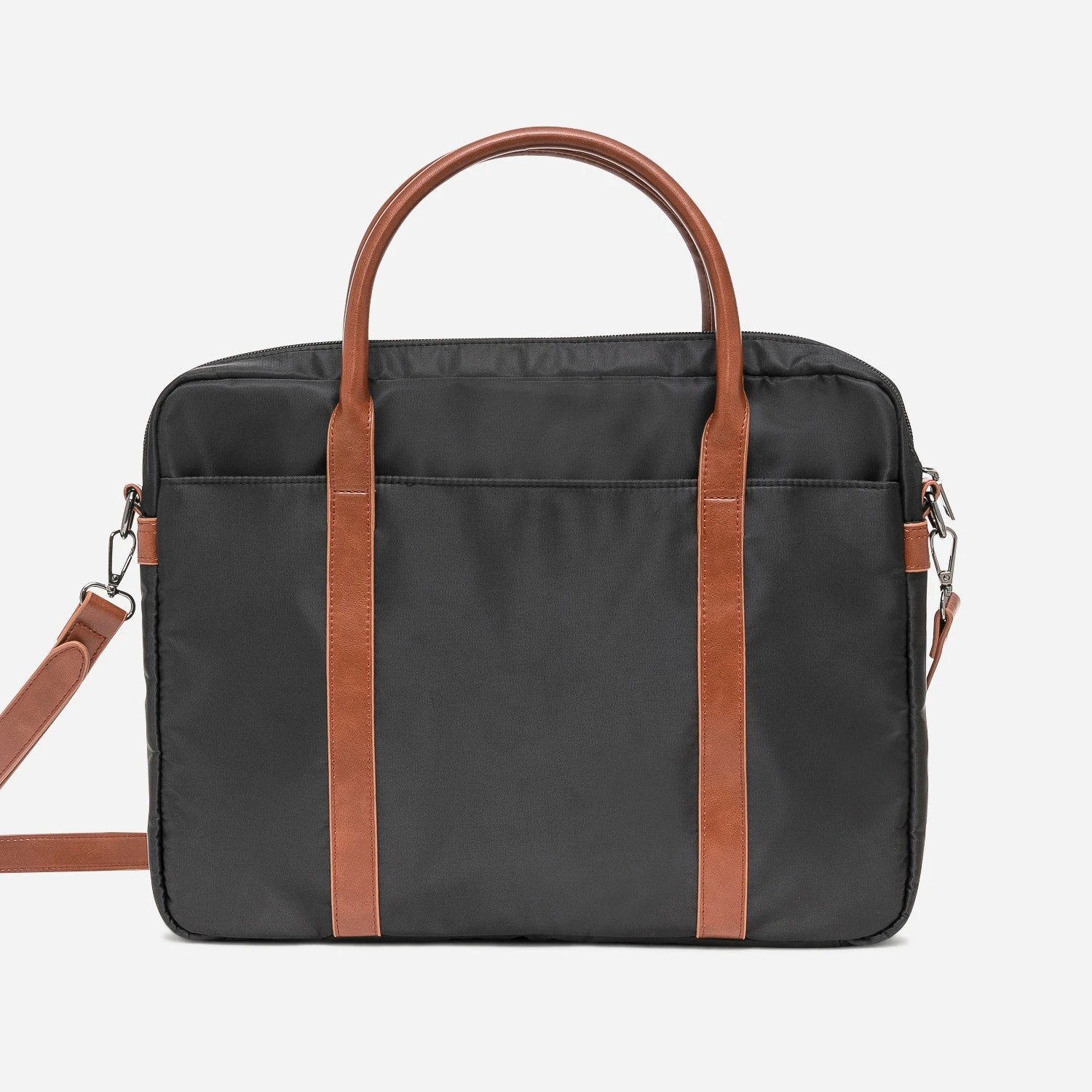 Sacoche Noire En Nylon Et Cognac 4 Sacoche Noire En Nylon Et Cognac – Image 2