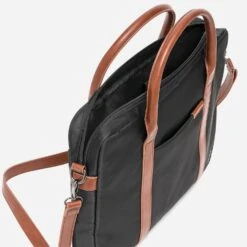 Sacoche Noire En Nylon Et Cognac 10 Sacoche Noire En Nylon Et Cognac -Caprices Chaussures Boutique WWWERM 10699500017 3