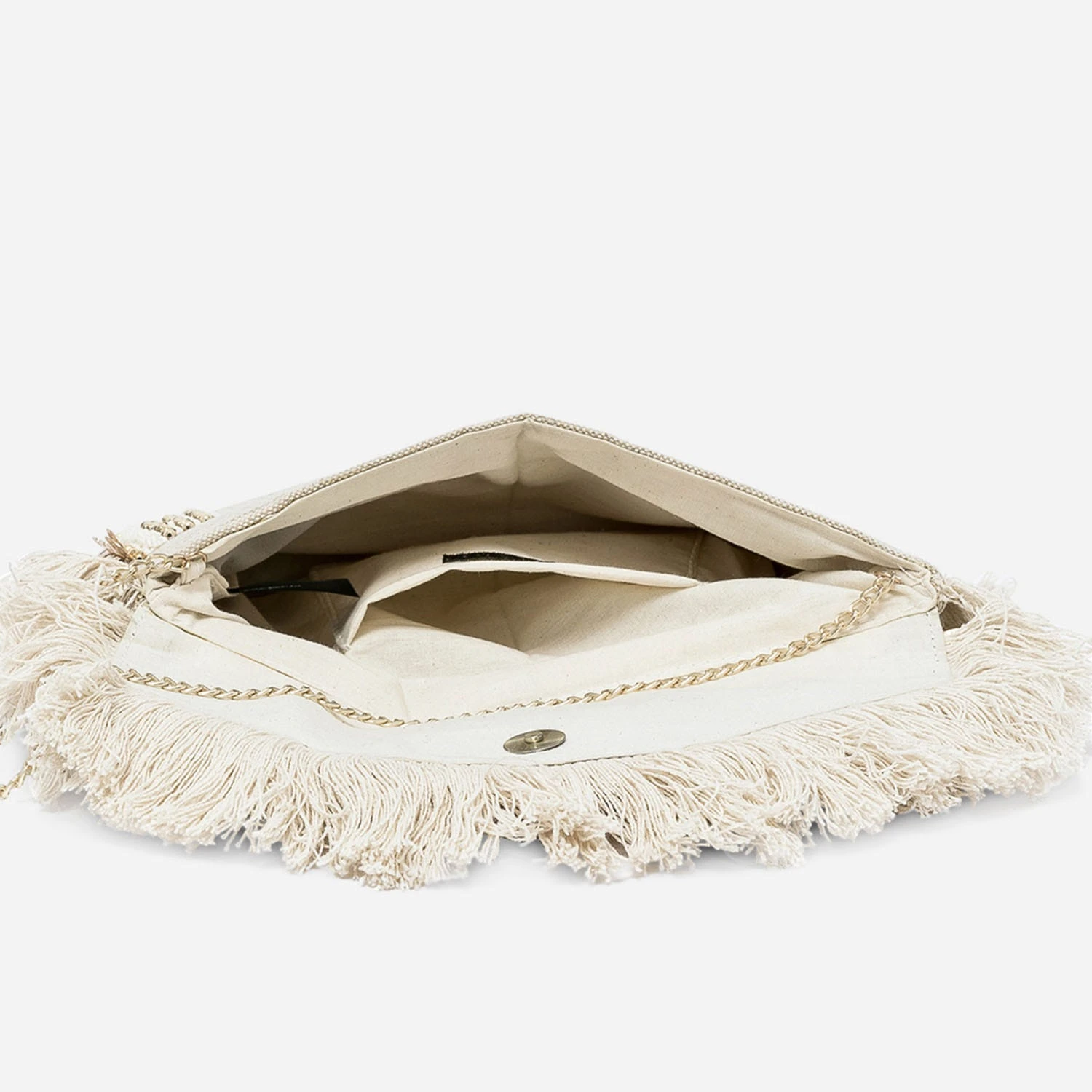 Sac Pochette Beige Chiné En Textile à Broderies Ethniques 8 Sac Pochette Beige Chiné En Textile à Broderies Ethniques – Image 6