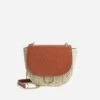 Sac Bandoulière Marron Clair Et Beige Tressé