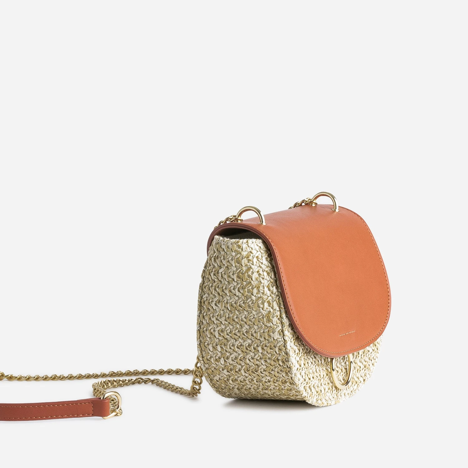 Sac Bandoulière Marron Clair Et Beige Tressé 5 Sac Bandoulière Marron Clair Et Beige Tressé – Image 3