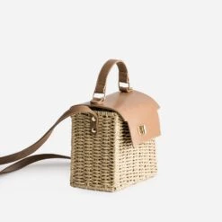 Sac Panier TEXTO Beige Tressé Avec Rabat Camel -Caprices Chaussures Boutique WWWERM 10699640021 2