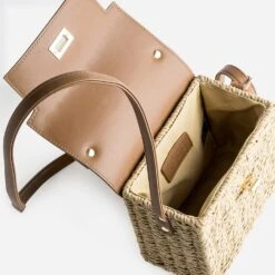 Sac Panier TEXTO Beige Tressé Avec Rabat Camel -Caprices Chaussures Boutique WWWERM 10699640021 3