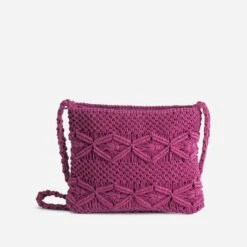 Sac Bandoulière TEXTO Rose Foncé En Macramé