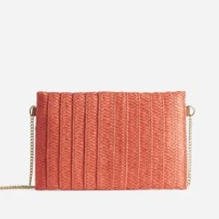 Sac Pochette Orange En Papier Tressé Et Clouté -Caprices Chaussures Boutique WWWERM 10699640032 1