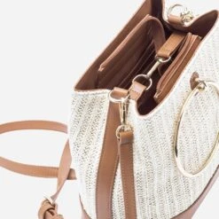 Sac à Mainbi Matière Camel Et Beige Effet Tressé -Caprices Chaussures Boutique WWWERM 10699650007 3