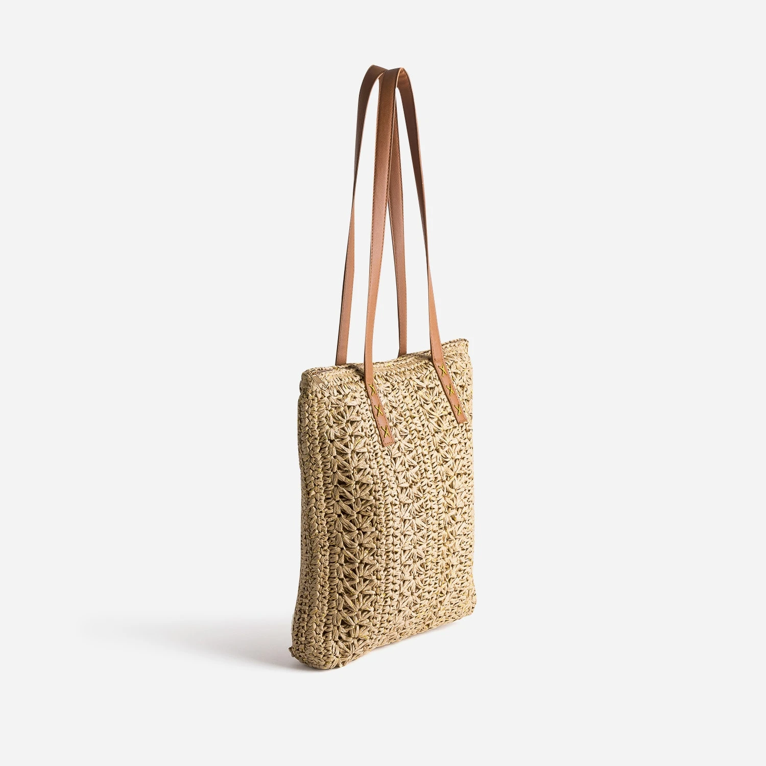 Sac Beige Foncé En Papier Tressé 6 Sac Beige Foncé En Papier Tressé – Image 4