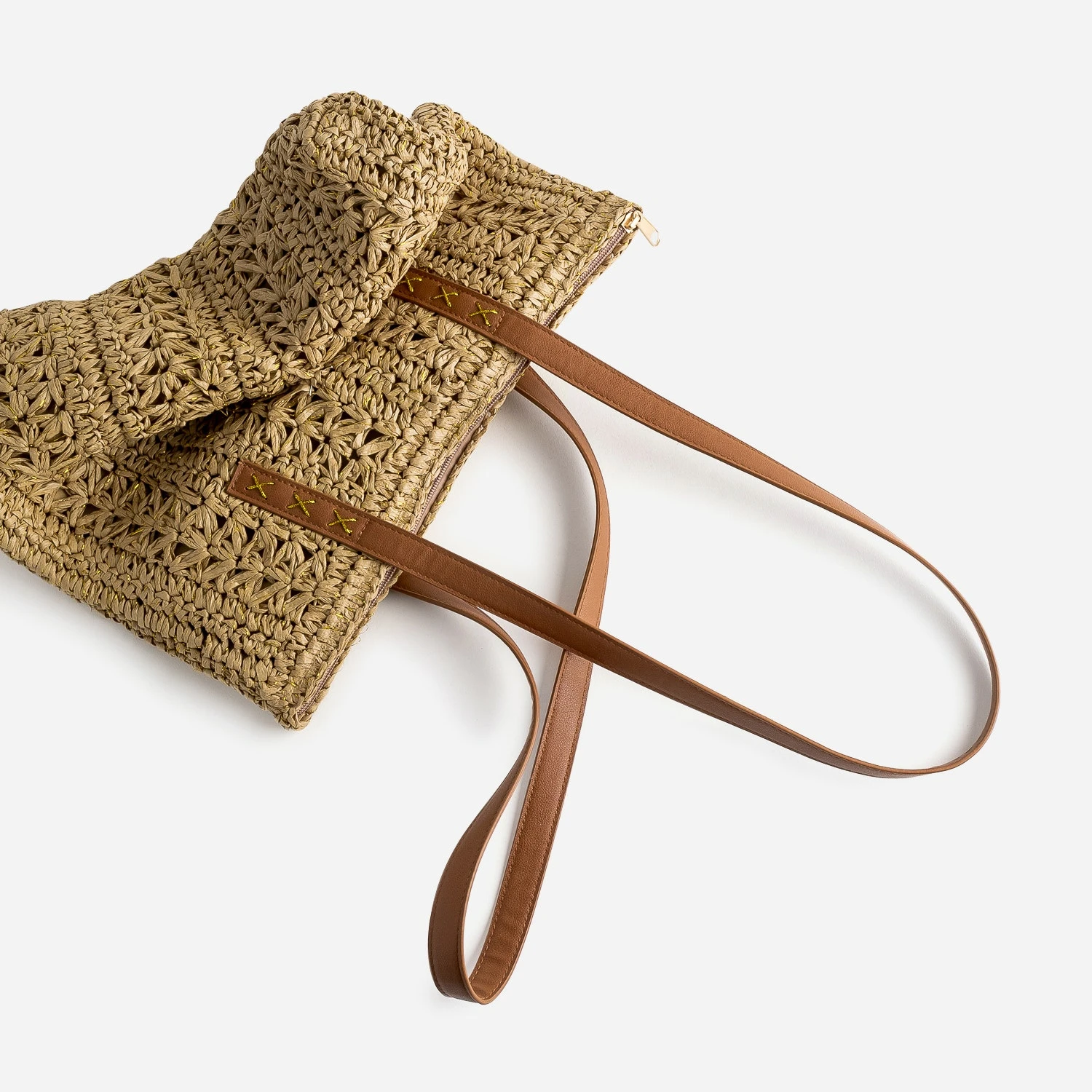 Sac Beige Foncé En Papier Tressé 7 Sac Beige Foncé En Papier Tressé – Image 5