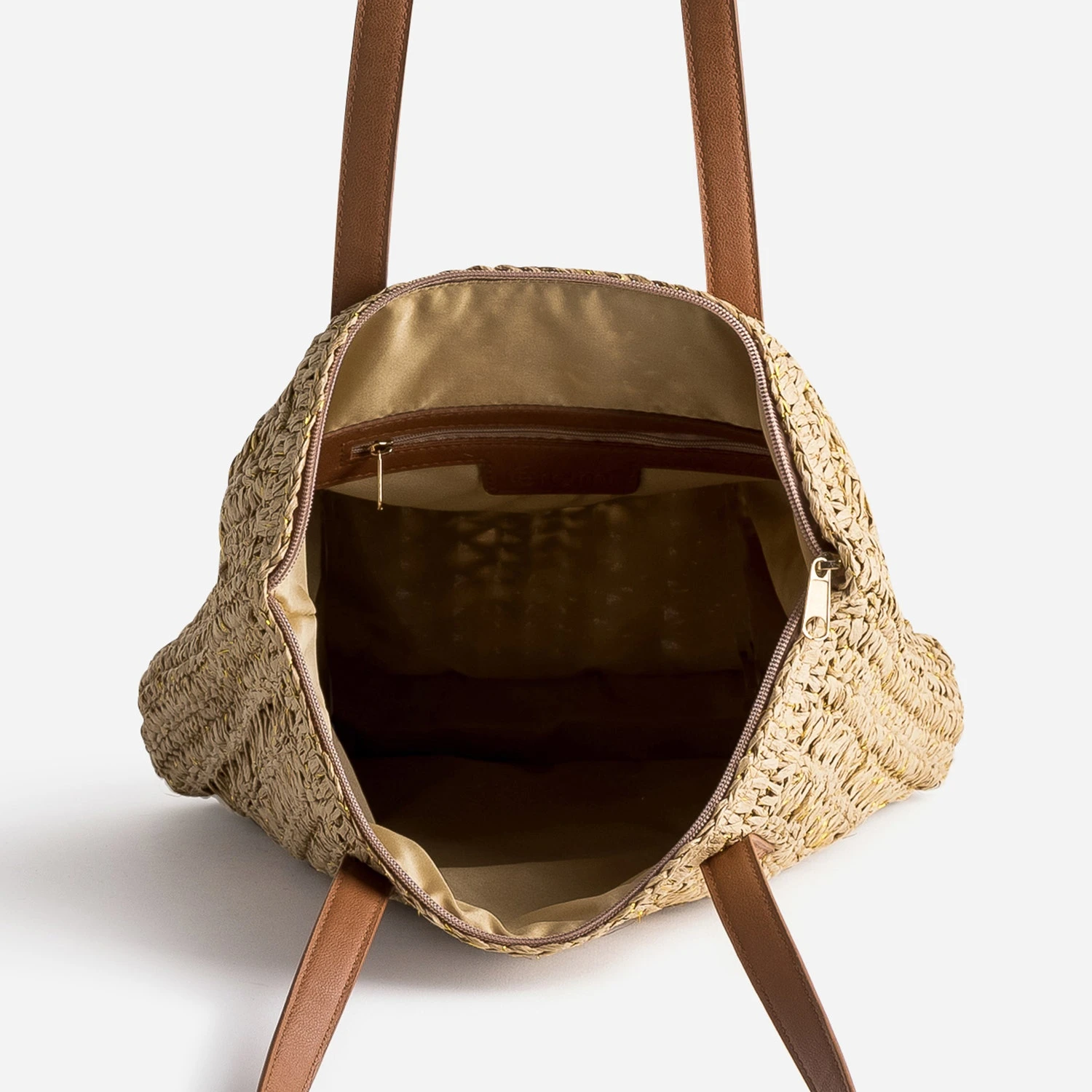 Sac Beige Foncé En Papier Tressé 8 Sac Beige Foncé En Papier Tressé – Image 6