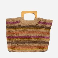 Sac Cabas TEXTO Beige Rayé Rose, Marron, Doré, Orange -Caprices Chaussures Boutique WWWERM 10699650125 1