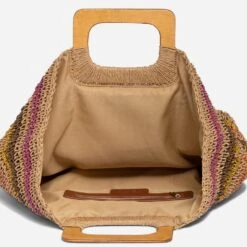 Sac Cabas TEXTO Beige Rayé Rose, Marron, Doré, Orange -Caprices Chaussures Boutique WWWERM 10699650125 4