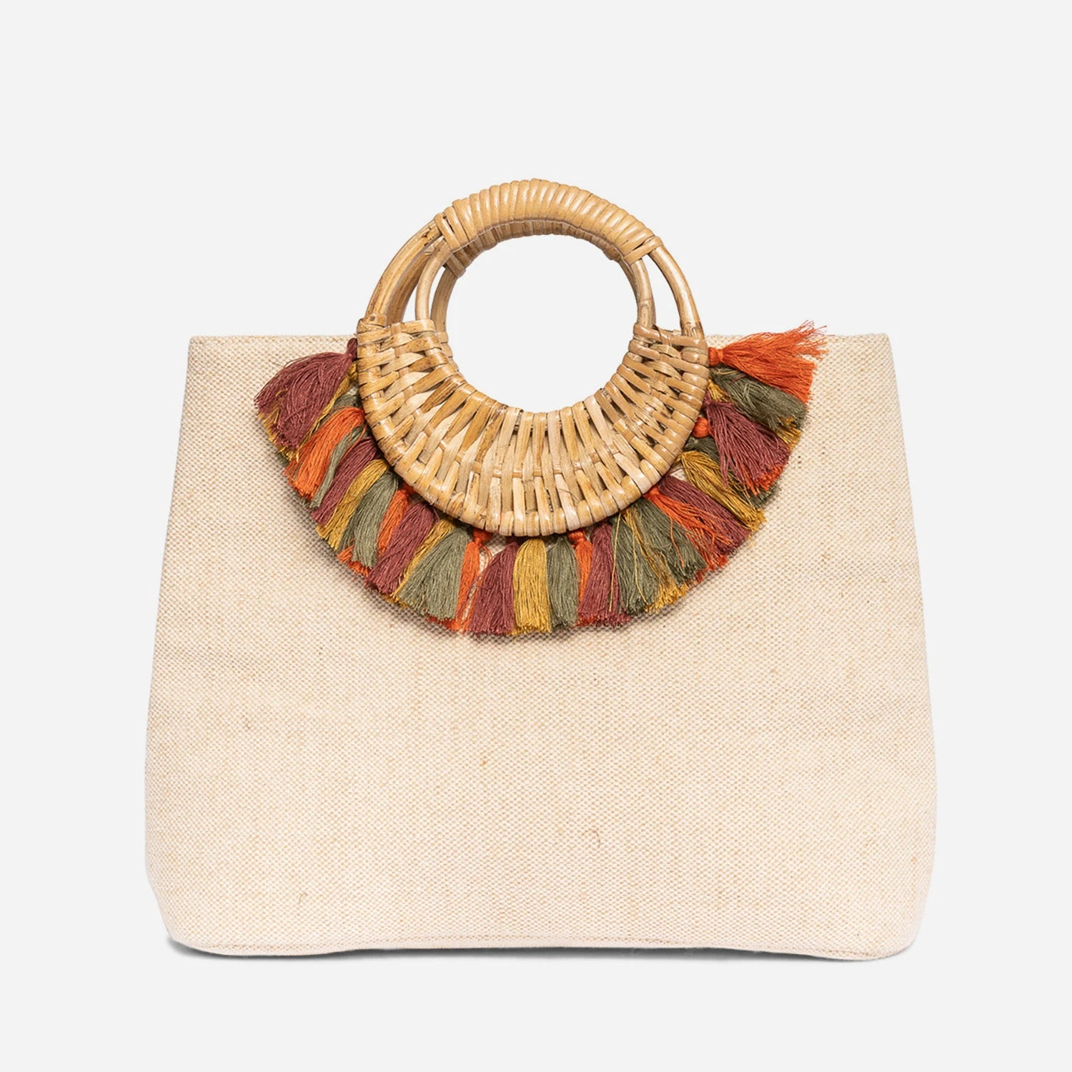 Sac à Main TEXTO Beige Avec Anses Bois Et Pampilles 3 Sac à Main TEXTO Beige Avec Anses Bois Et Pampilles