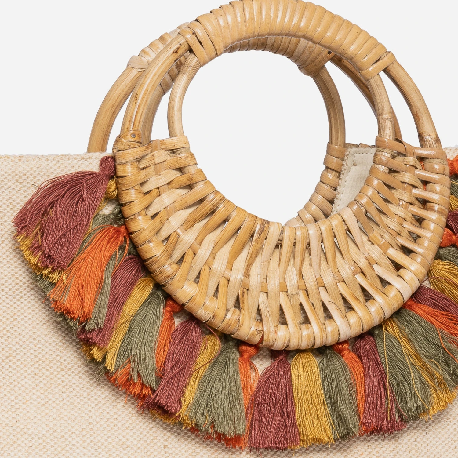 Sac à Main TEXTO Beige Avec Anses Bois Et Pampilles 7 Sac à Main TEXTO Beige Avec Anses Bois Et Pampilles – Image 5