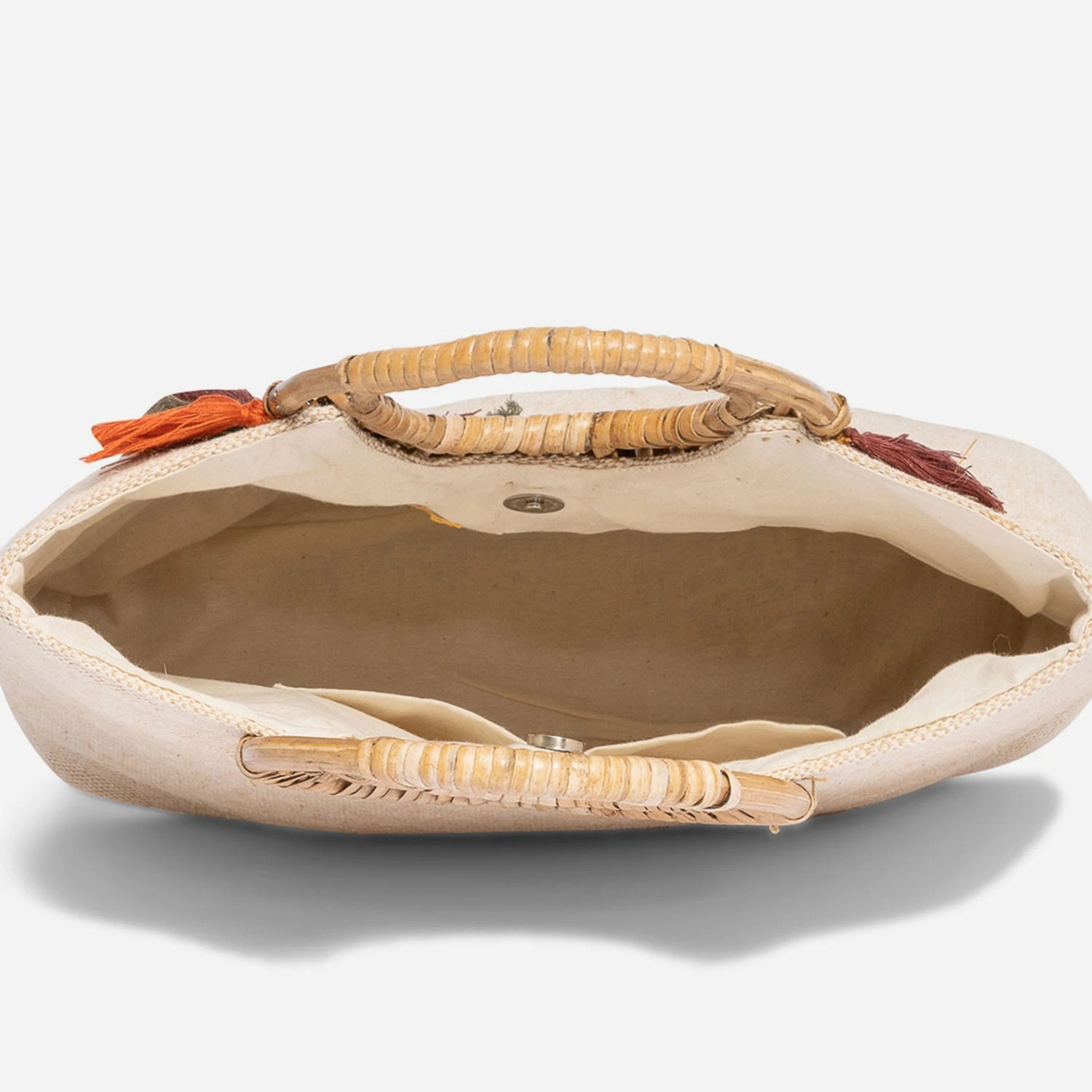 Sac à Main TEXTO Beige Avec Anses Bois Et Pampilles 8 Sac à Main TEXTO Beige Avec Anses Bois Et Pampilles – Image 6